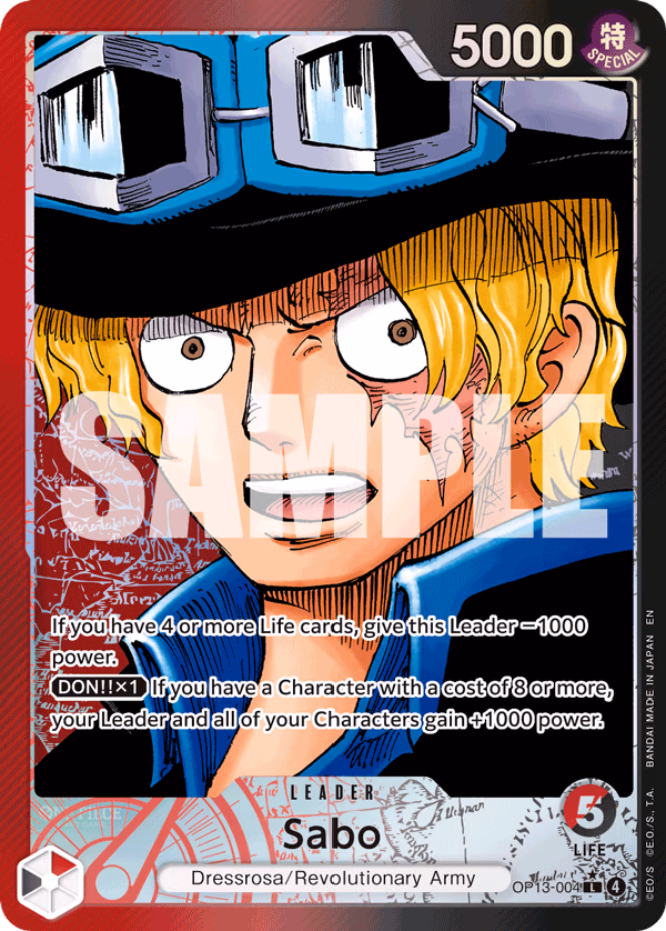 Sabo (Alternate Art) One Piece card (OP13-004, Carrying On His Will)