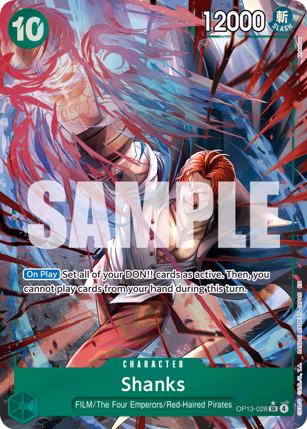 Shanks (Alternate Art) One Piece card (OP13-028, Carrying On His Will)
