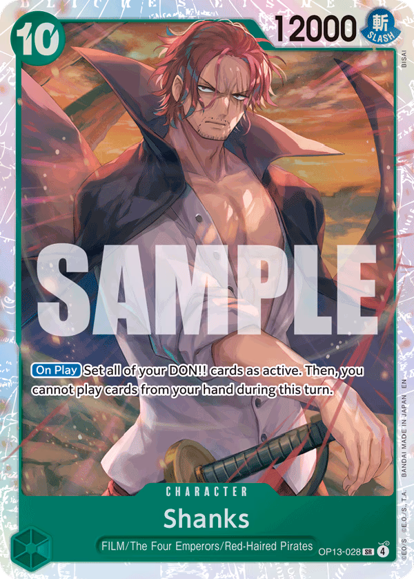 Shanks One Piece card (OP13-028, Carrying On His Will)
