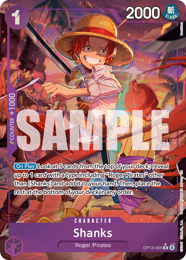 Shanks (Alternate Art) One Piece card (OP13-065, Carrying On His Will)