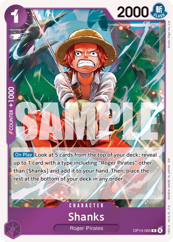 Shanks One Piece card (OP13-065, Carrying On His Will)