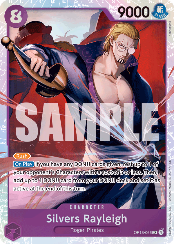 Silvers Rayleigh One Piece card (OP13-066, Carrying On His Will)