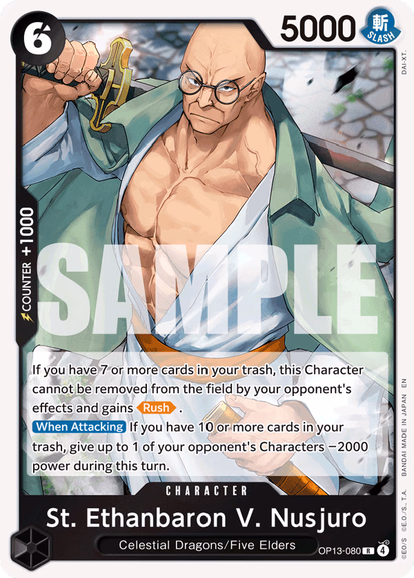 St. Ethanbaron V. Nusjuro One Piece card (OP13-080, Carrying On His Will)