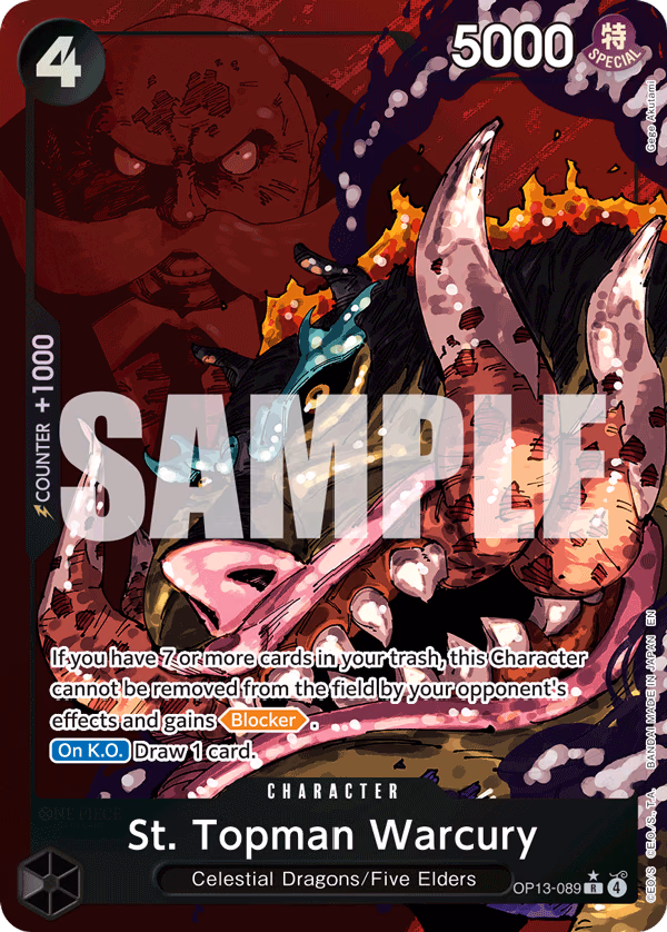 St. Topman Warcury (Alternate Art) One Piece card (OP13-089, Carrying On His Will)