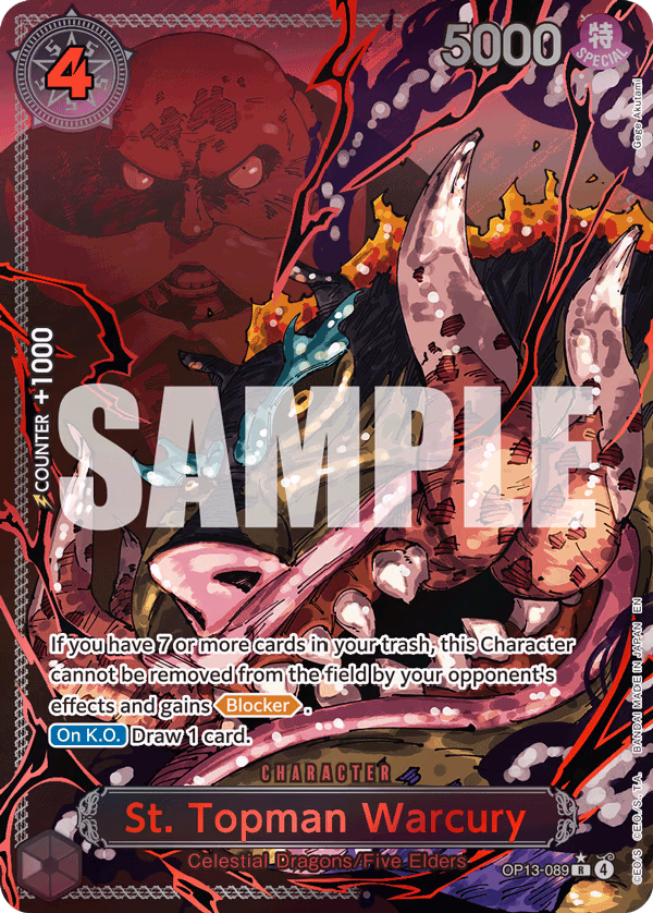 St. Topman Warcury (Parallel) One Piece card (OP13-089, Carrying On His Will)