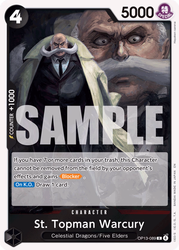 St. Topman Warcury One Piece card (OP13-089, Carrying On His Will)