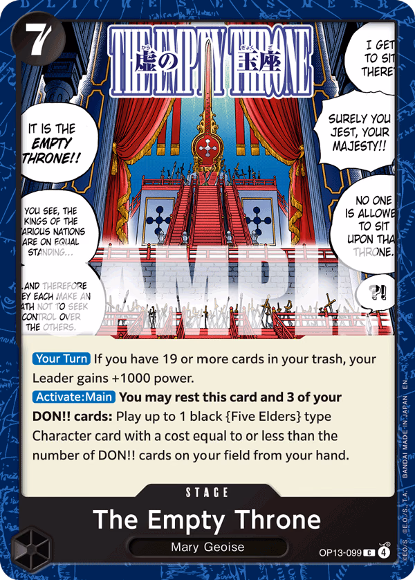 The Empty Throne One Piece card (OP13-099, Carrying On His Will)