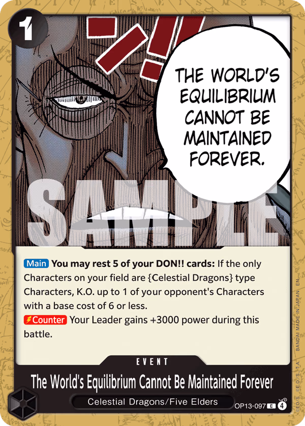 The World's Equilibrium Cannot Be Maintained Forever One Piece card (OP13-097, Carrying On His Will)
