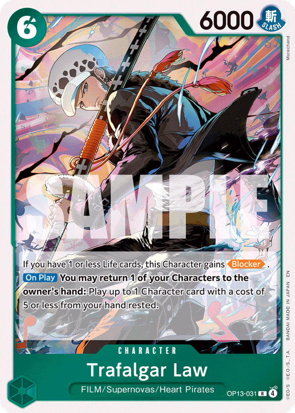 Trafalgar Law One Piece card (OP13-031, Carrying On His Will)