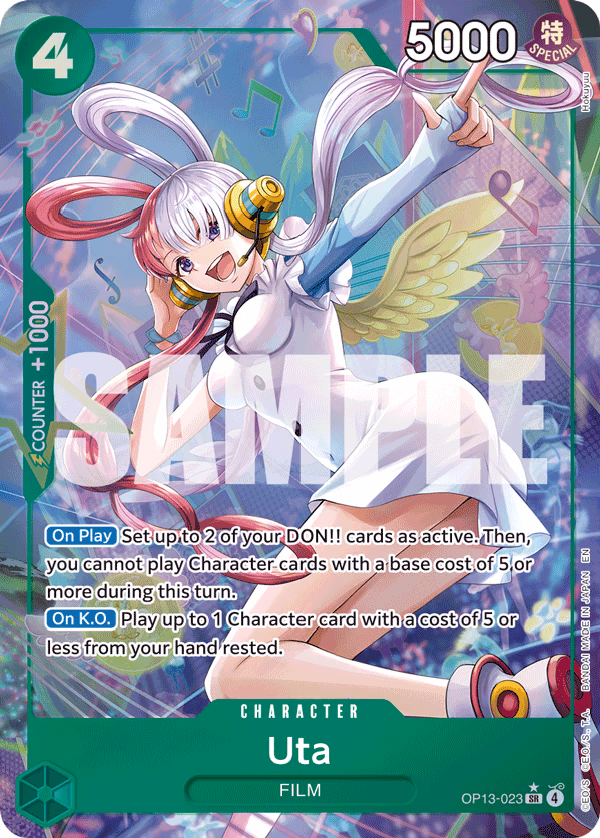 Uta (Alternate Art) One Piece card (OP13-023, Carrying On His Will)
