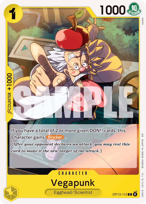 Vegapunk One Piece card (OP13-112, Carrying On His Will)
