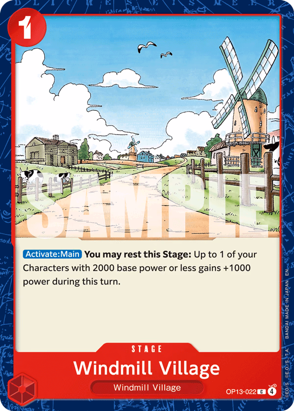 Windmill Village One Piece card (OP13-022, Carrying On His Will)