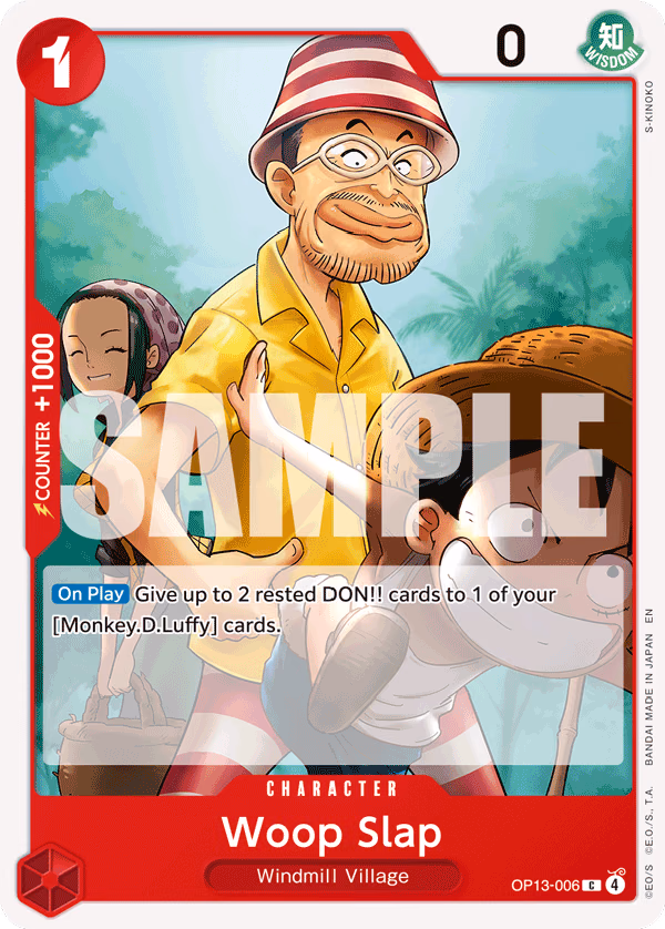 Woop Slap One Piece card (OP13-006, Carrying On His Will)