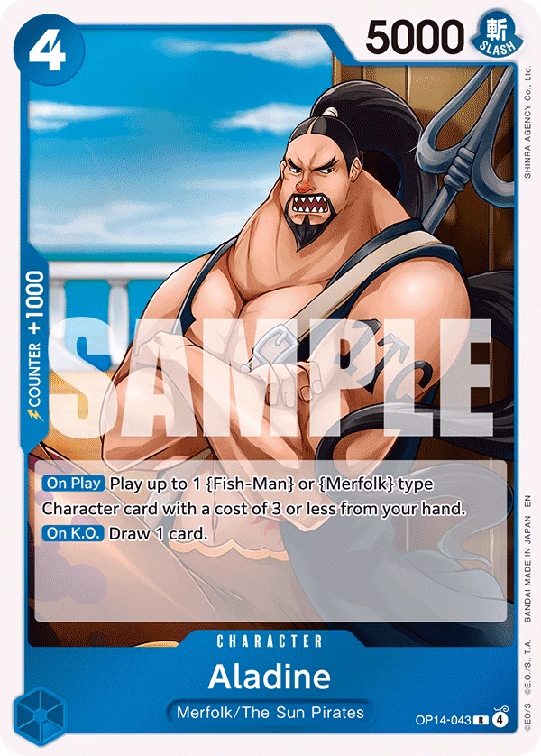 Aladine One Piece card (OP14-043, The Azure Sea's Seven)