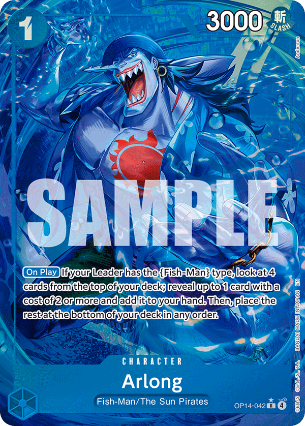 Arlong (Alternate Art) One Piece card (OP14-042, The Azure Sea's Seven)