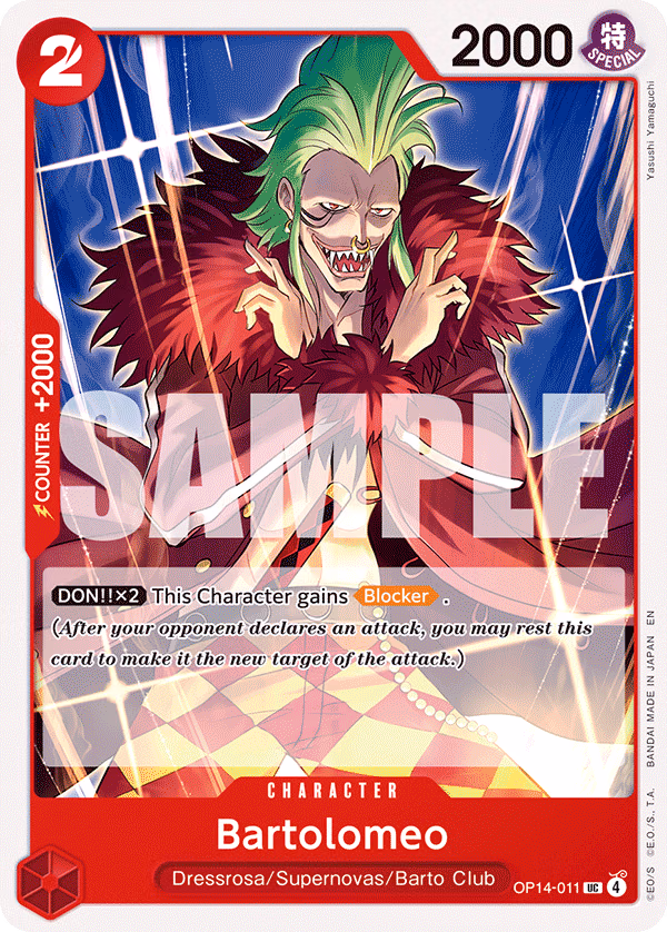 Bartolomeo One Piece card (OP14-011, The Azure Sea's Seven)