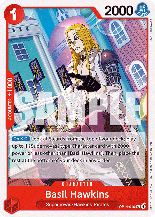 Basil Hawkins One Piece card (OP14-010, The Azure Sea's Seven)