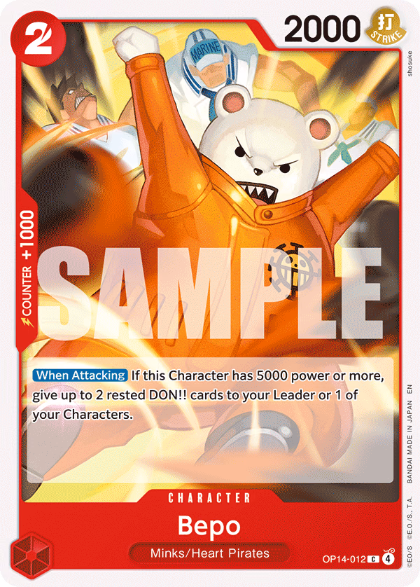 Bepo One Piece card (OP14-012, The Azure Sea's Seven)