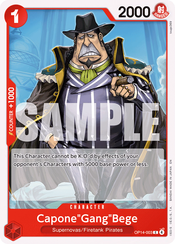 Capone"Gang"Bege One Piece card (OP14-003, The Azure Sea's Seven)
