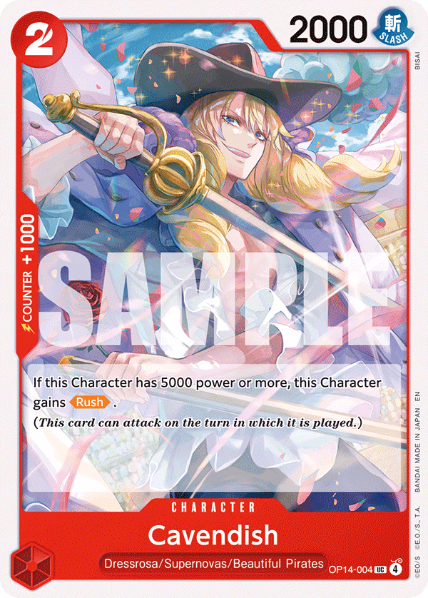 Cavendish One Piece card (OP14-004, The Azure Sea's Seven)