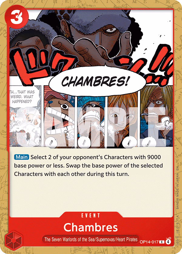 Chambres One Piece card (OP14-017, The Azure Sea's Seven)