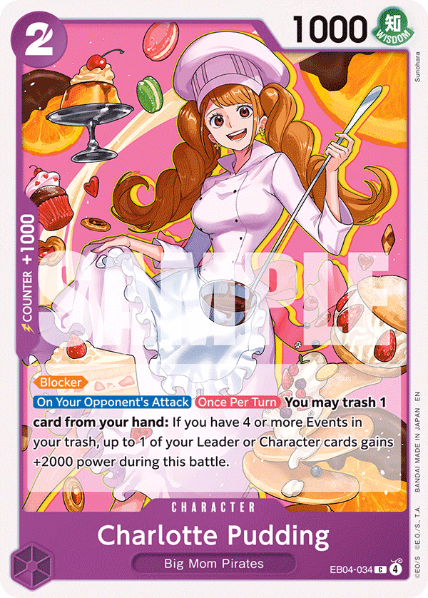 Charlotte Pudding One Piece card (EB04-034, The Azure Sea's Seven)
