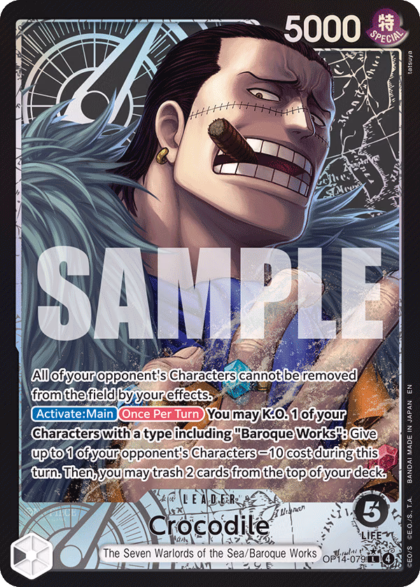 Crocodile (Alternate Art) One Piece card (OP14-079, The Azure Sea's Seven)