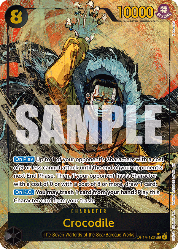 Crocodile (Alternate Art) One Piece card (OP14-120, The Azure Sea's Seven)