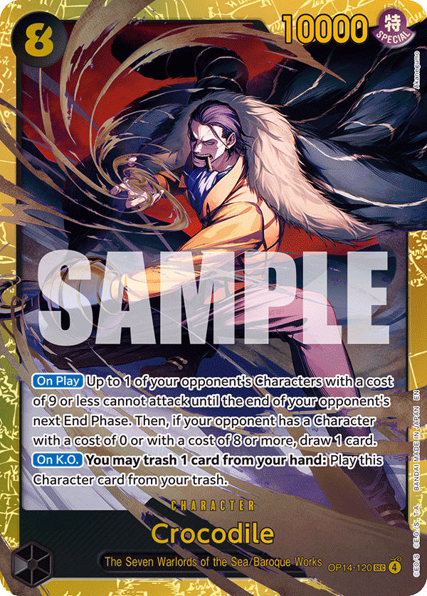 Crocodile One Piece card (OP14-120, The Azure Sea's Seven)