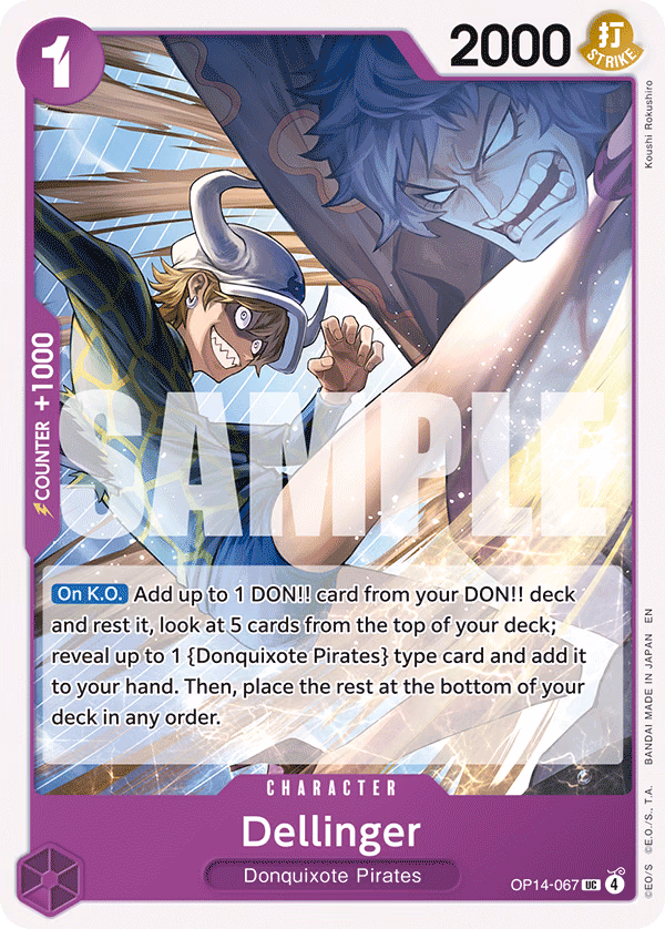 Dellinger One Piece card (OP14-067, The Azure Sea's Seven)