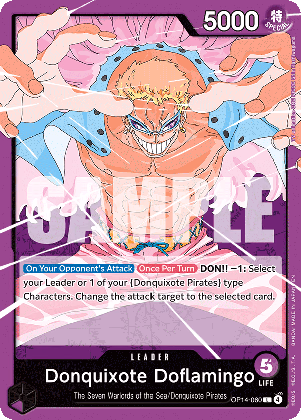 Donquixote Doflamingo One Piece card (OP14-060, The Azure Sea's Seven)
