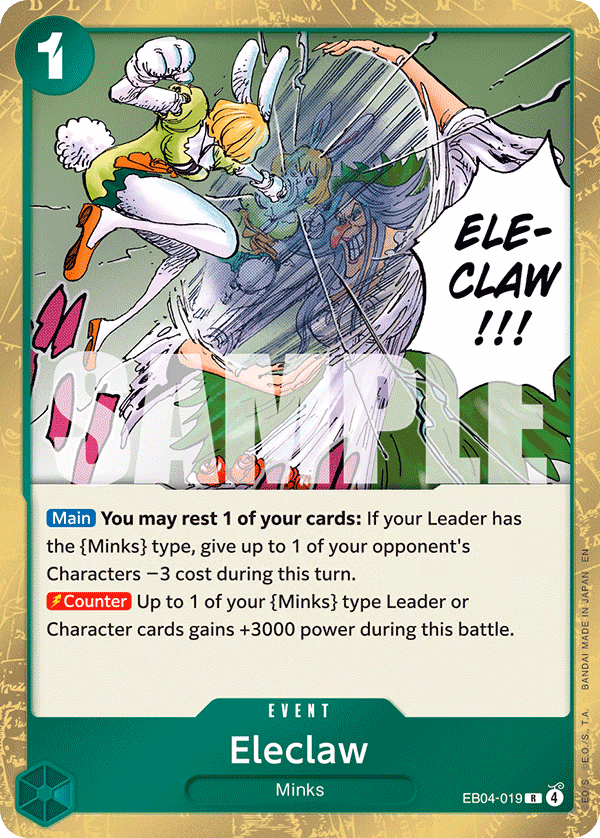 Eleclaw One Piece card (EB04-019, The Azure Sea's Seven)