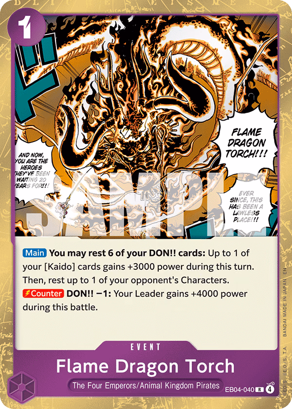 Flame Dragon Torch One Piece card (EB04-040, The Azure Sea's Seven)