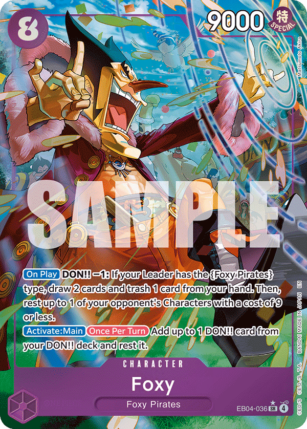 Foxy (Alternate Art) One Piece card (EB04-036, The Azure Sea's Seven)