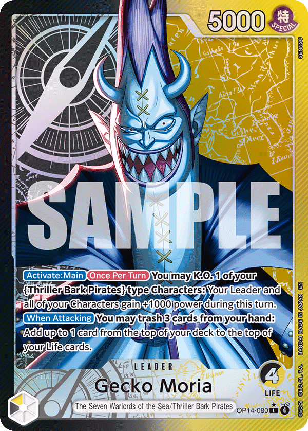 Gecko Moria (Alternate Art) One Piece card (OP14-080, The Azure Sea's Seven)
