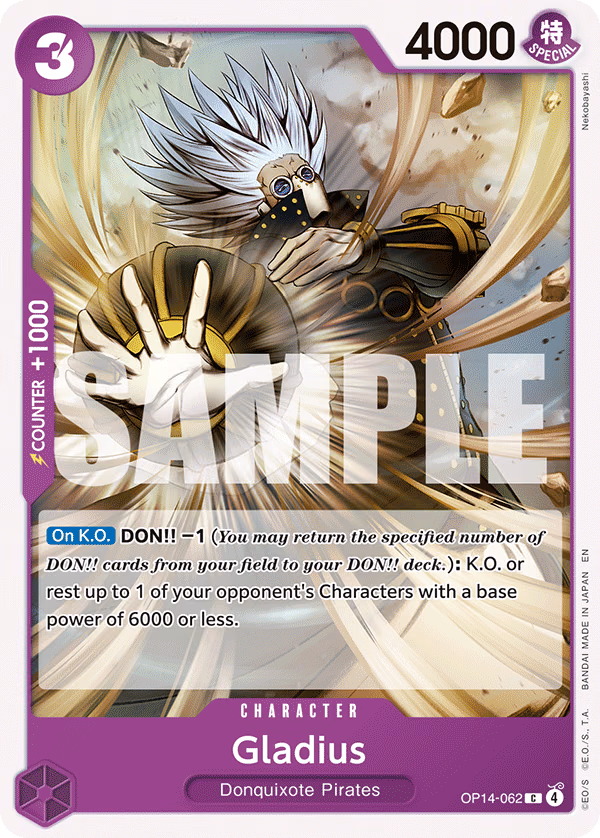 Gladius One Piece card (OP14-062, The Azure Sea's Seven)