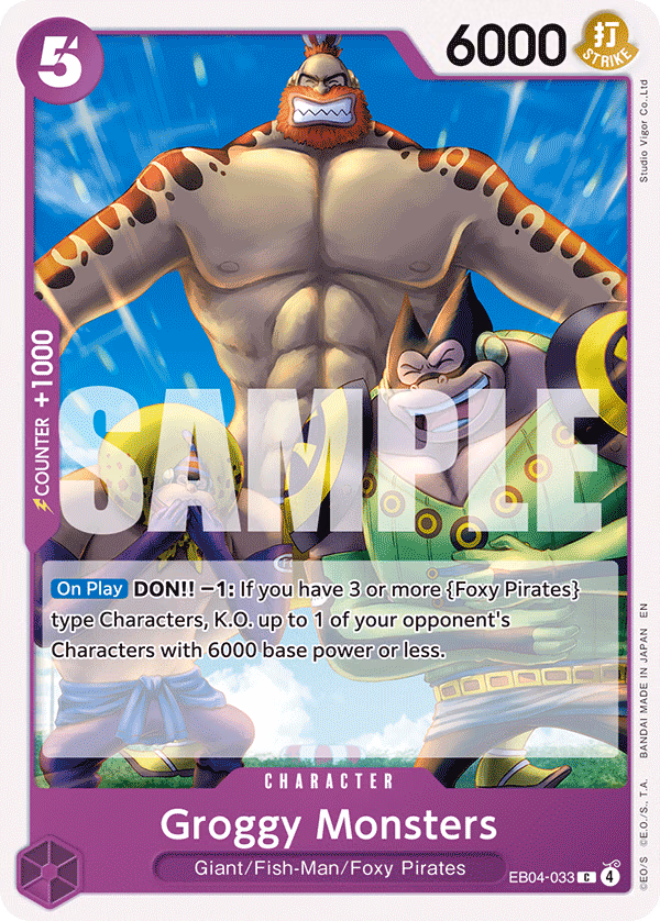 Groggy Monsters One Piece card (EB04-033, The Azure Sea's Seven)