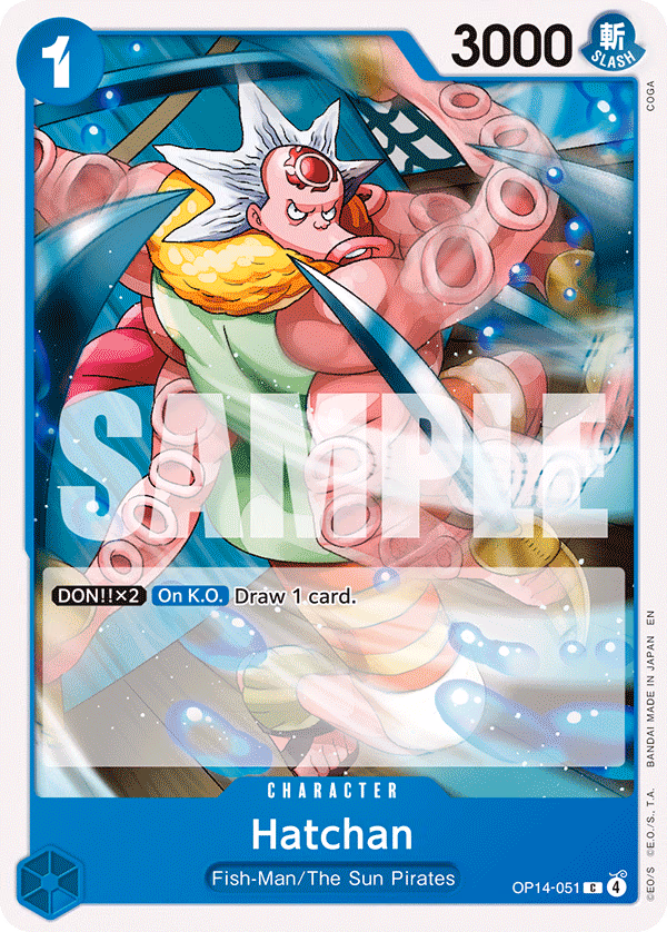 Hatchan One Piece card (OP14-051, The Azure Sea's Seven)