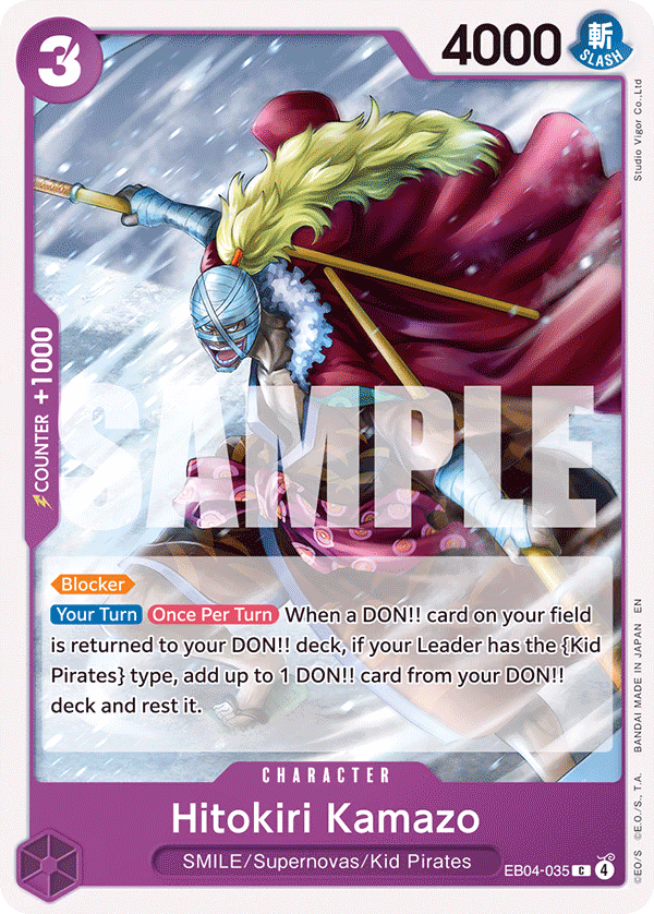 Hitokiri Kamazo One Piece card (EB04-035, The Azure Sea's Seven)