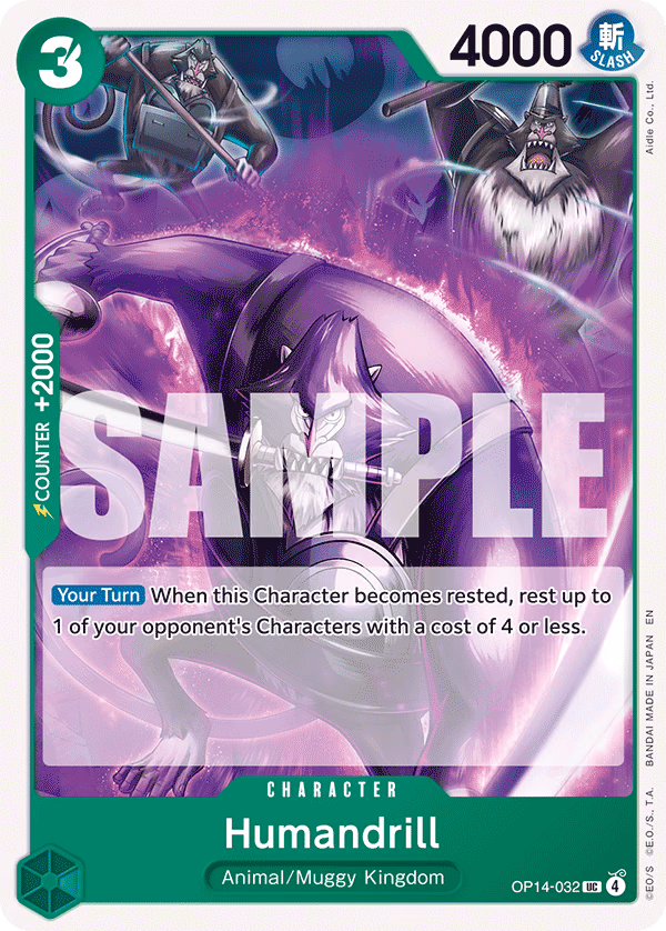 Humandrill One Piece card (OP14-032, The Azure Sea's Seven)