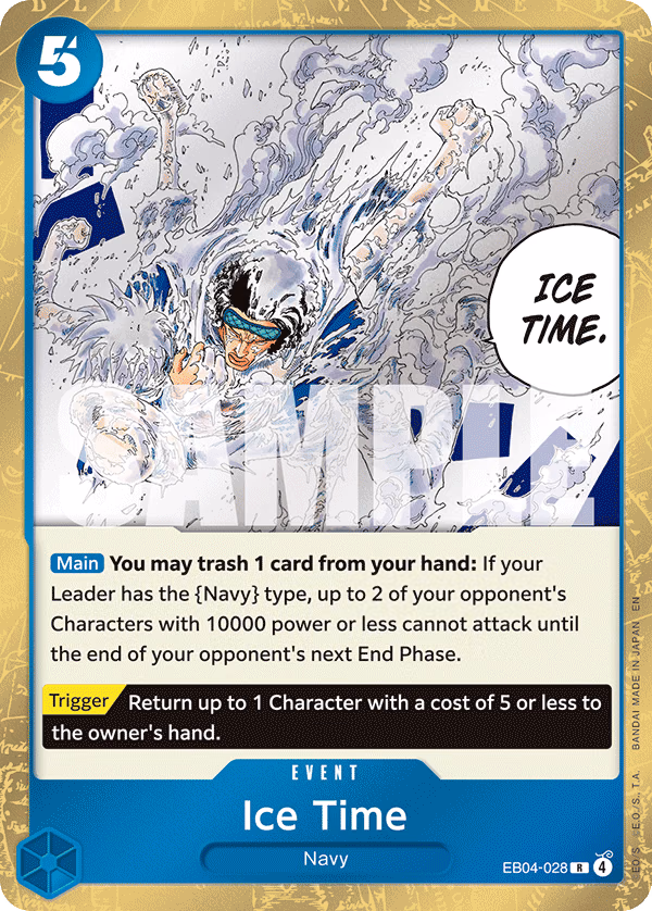 Ice Time One Piece card (EB04-028, The Azure Sea's Seven)