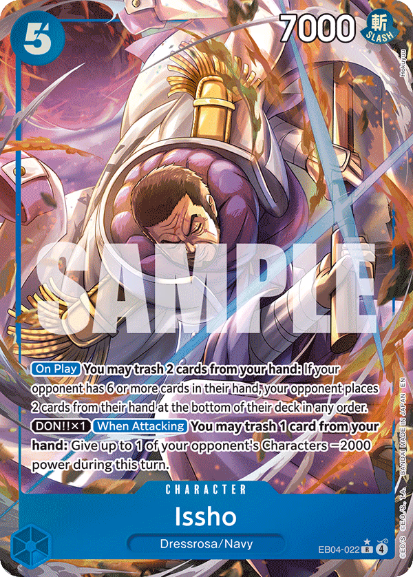 Issho (Alternate Art) One Piece card (EB04-022, The Azure Sea's Seven)