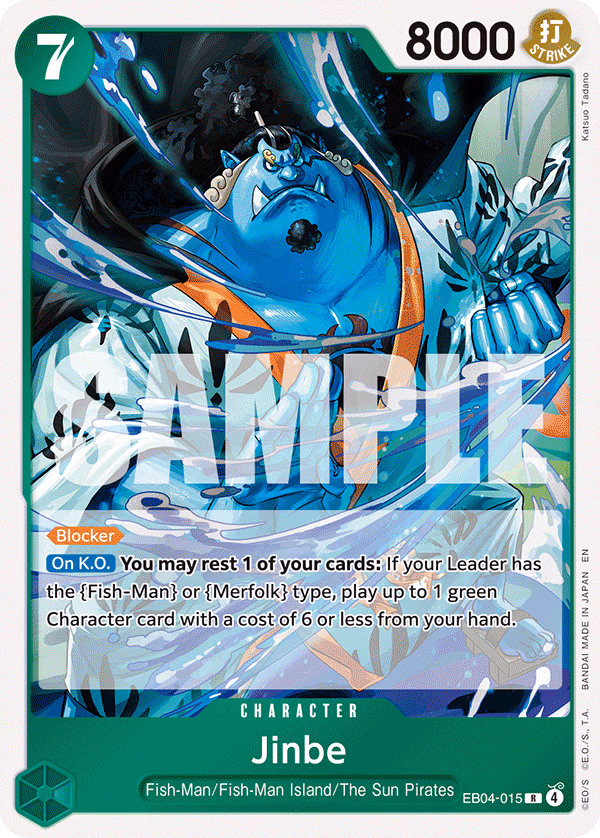 Jinbe One Piece card (EB04-015, The Azure Sea's Seven)