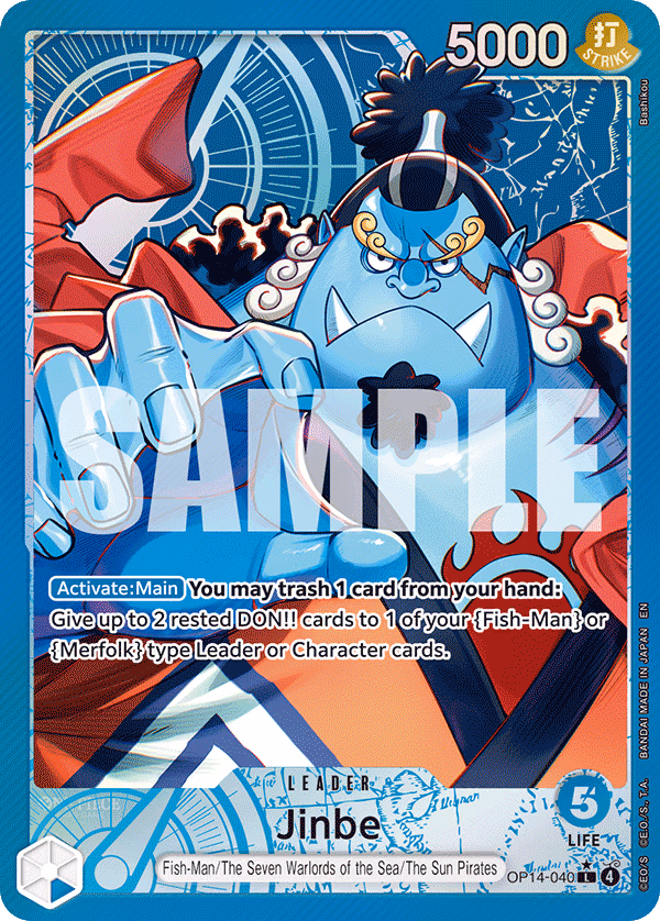 Jinbe (Alternate Art) One Piece card (OP14-040, The Azure Sea's Seven)