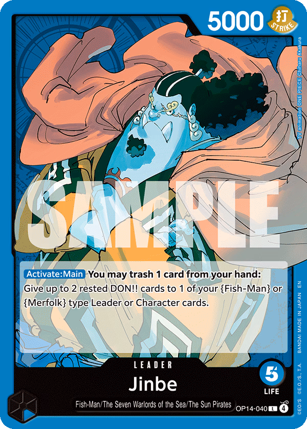 Jinbe One Piece card (OP14-040, The Azure Sea's Seven)