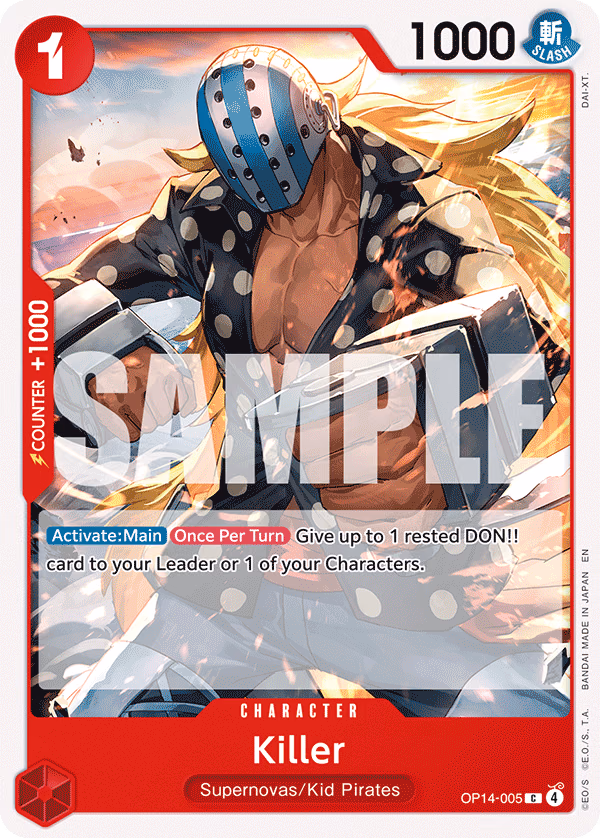 Killer One Piece card (OP14-005, The Azure Sea's Seven)