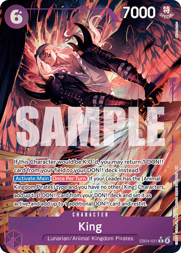 King (Alternate Art) One Piece card (EB04-031, The Azure Sea's Seven)