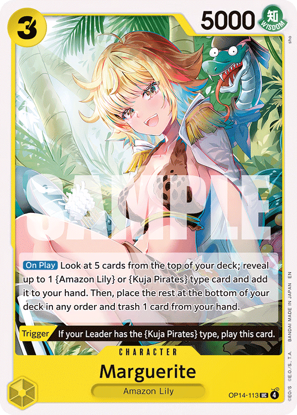 Marguerite One Piece card (OP14-113, The Azure Sea's Seven)