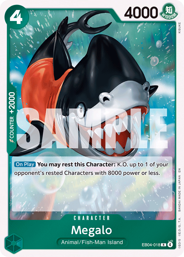 Megalo One Piece card (EB04-018, The Azure Sea's Seven)