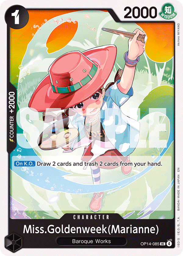 Miss.Goldenweek(Marianne) One Piece card (OP14-085, The Azure Sea's Seven)